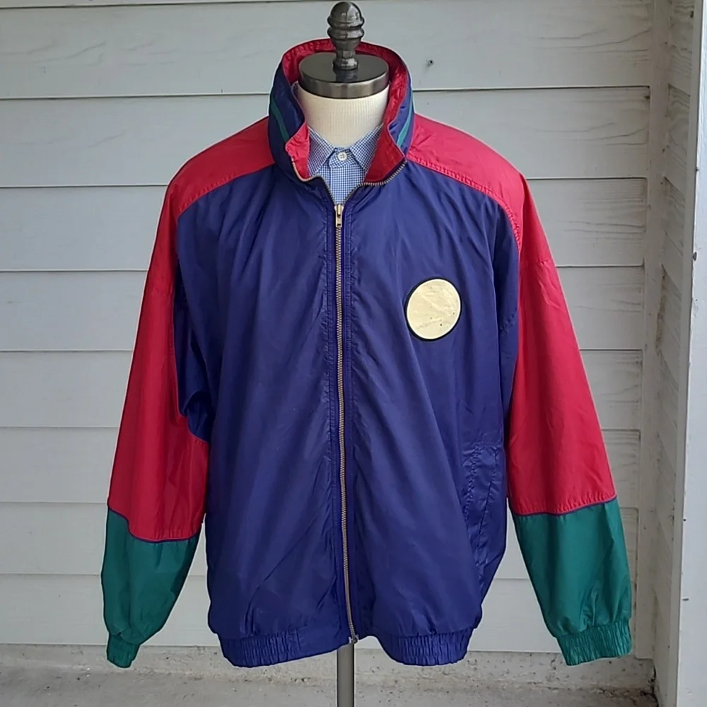 NIKE Respect the Game Navy‎ Red Green Block Mens XL Windbreaker Jacket VTG RARE